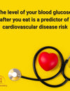 The level of your blood glucose after you eat is a predictor of cardiovascular disease risk.