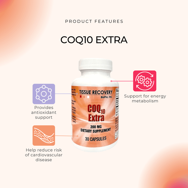CoQ10 Extra with Benefits - Coenzyme Q10 (Ubiquinone) Dietary Supplement, 200mg, 30 Capsules