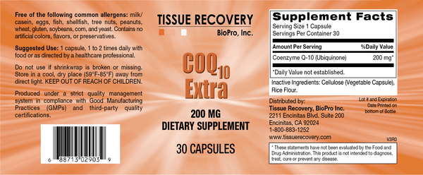 CoQ10 Extra label, dosage, supplement facts
