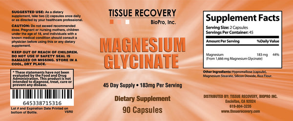 Magnesium Glycinate supplement facts label