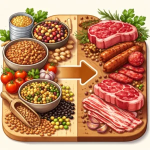 swap meat for legumes illustration