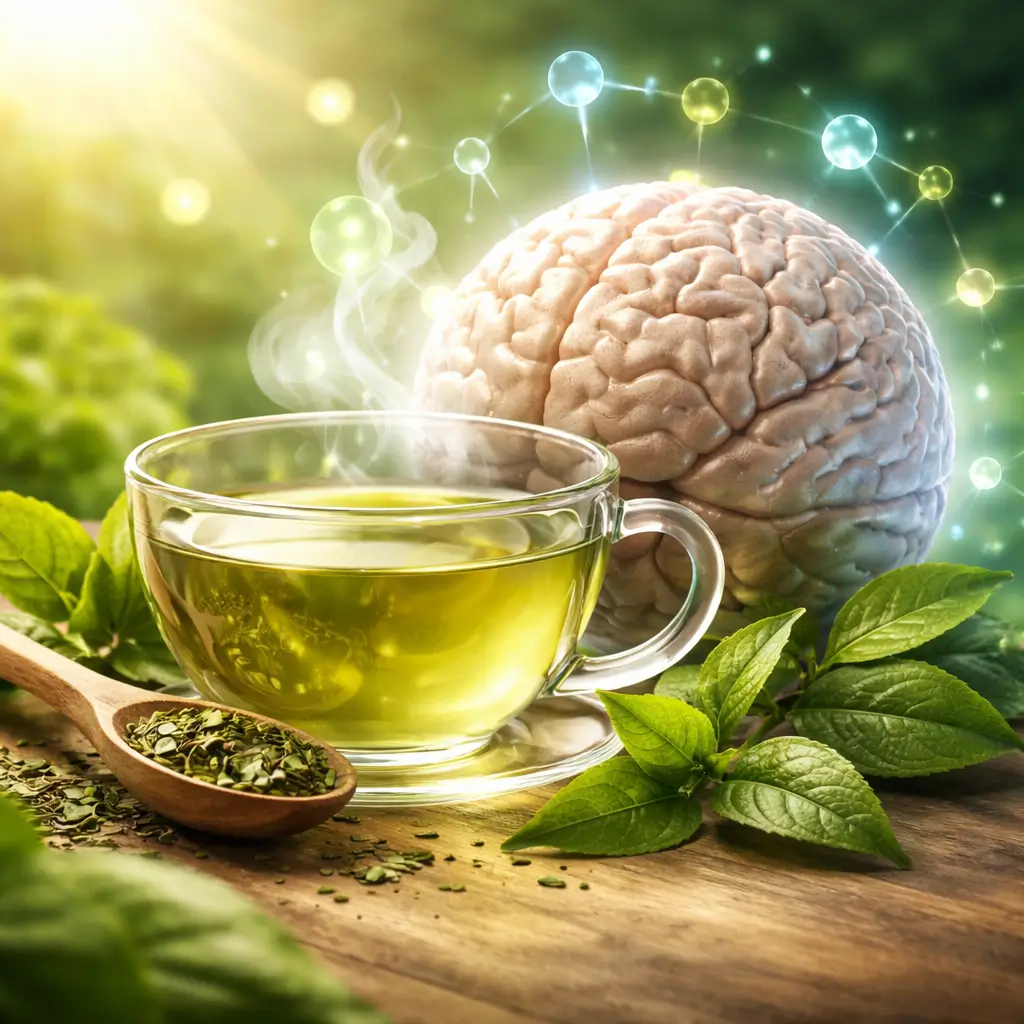 green tea brain health illustration