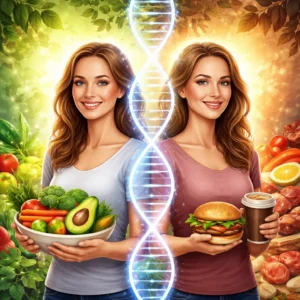 vegan diet biological aging twins illustration